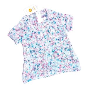 Gymboree Girls 0-3m Sweater Dress White/Pink/Blue button Up Back